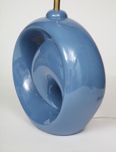Mid Century Conflower Blue Porcelain Lamps