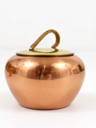 Mid Century Copper Brass Milk Creamer and Sugar Bowl with Lid Austria 1950s