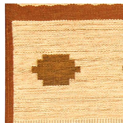 Mid Century Cream and Brown Swedish Wool Rug by Aina Ka nge