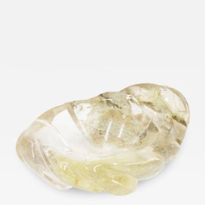 Mid Century Crystal Leaf Ashtray