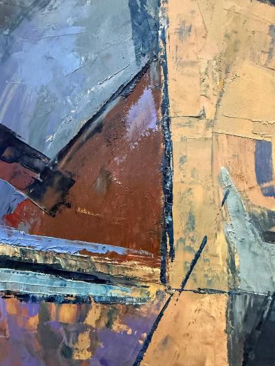 Mid Century Cubist Abstract Female Nudes Oil Painting by Andr Poirson