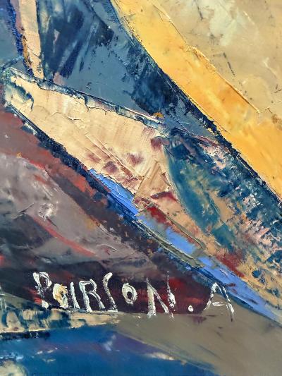 Mid Century Cubist Abstract Female Nudes Oil Painting by Andr Poirson