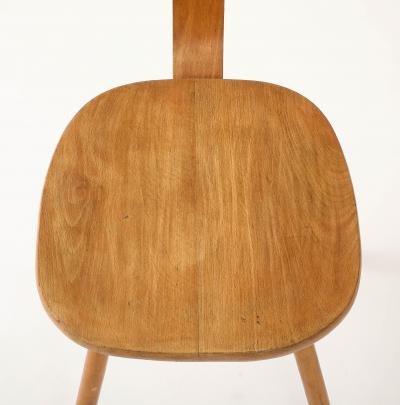 Mid Century Curved Beech Side Chair Frace c 1950 60
