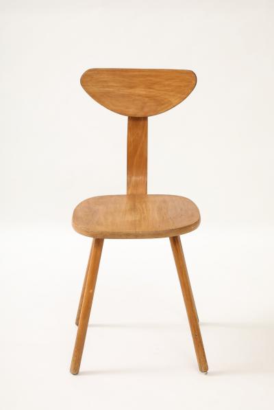 Mid Century Curved Beech Side Chair Frace c 1950 60