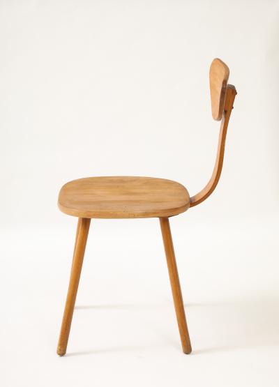 Mid Century Curved Beech Side Chair Frace c 1950 60