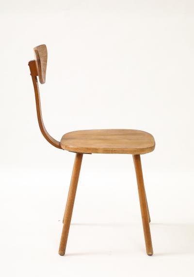 Mid Century Curved Beech Side Chair Frace c 1950 60