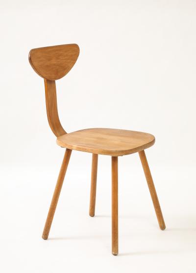 Mid Century Curved Beech Side Chair Frace c 1950 60