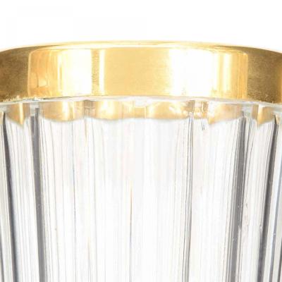 Mid Century Cut Glass and Brass Ice Bucket