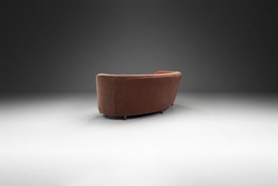 Mid Century Danish Banana Sofa Upholstered in Velour Denmark ca 1940s