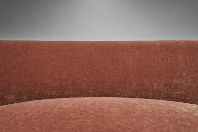 Mid Century Danish Banana Sofa Upholstered in Velour Denmark ca 1940s