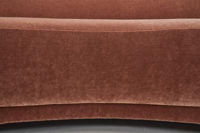 Mid Century Danish Banana Sofa Upholstered in Velour Denmark ca 1940s