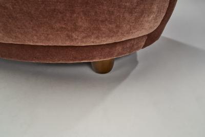 Mid Century Danish Banana Sofa Upholstered in Velour Denmark ca 1940s