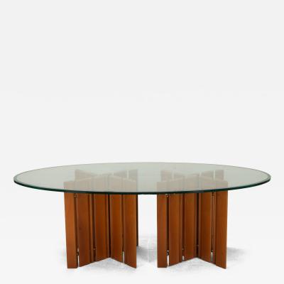 Mid Century Danish Dining Table with Glass Top