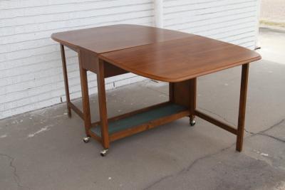 Mid Century Danish Dropleaf Storage Table and Chairs