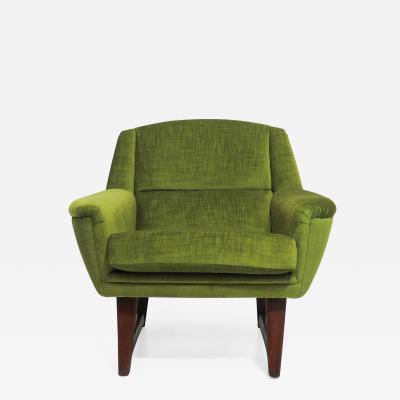 Mid Century Danish Green Velvet Lounge Chair