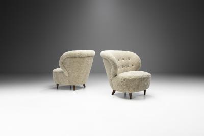 Mid Century Danish Lounge Chairs in Sheepskin Denmark 1950s