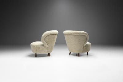 Mid Century Danish Lounge Chairs in Sheepskin Denmark 1950s