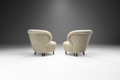 Mid Century Danish Lounge Chairs in Sheepskin Denmark 1950s