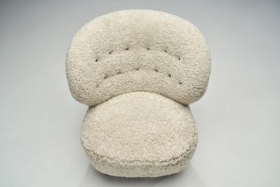 Mid Century Danish Lounge Chairs in Sheepskin Denmark 1950s