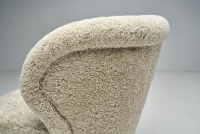 Mid Century Danish Lounge Chairs in Sheepskin Denmark 1950s