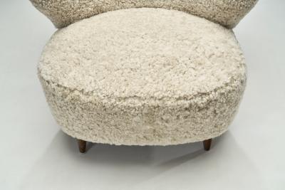 Mid Century Danish Lounge Chairs in Sheepskin Denmark 1950s