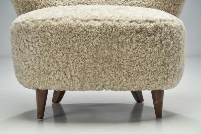 Mid Century Danish Lounge Chairs in Sheepskin Denmark 1950s