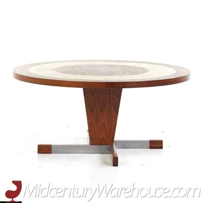 Mid Century Danish Rosewood and Tile Round Coffee Table