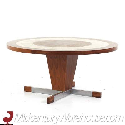 Mid Century Danish Rosewood and Tile Round Coffee Table