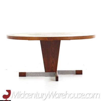 Mid Century Danish Rosewood and Tile Round Coffee Table