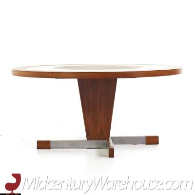 Mid Century Danish Rosewood and Tile Round Coffee Table
