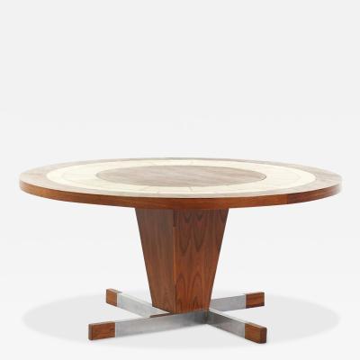 Mid Century Danish Rosewood and Tile Round Coffee Table
