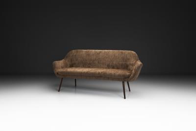 Mid Century Danish Sofa in Brown Upholstery Denmark 1960s
