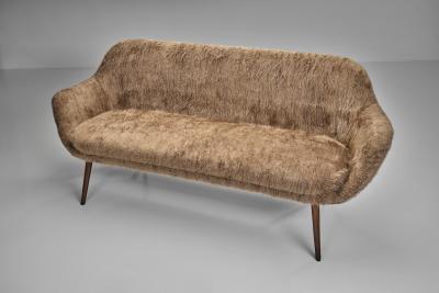 Mid Century Danish Sofa in Brown Upholstery Denmark 1960s