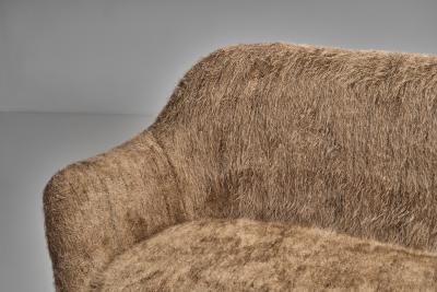 Mid Century Danish Sofa in Brown Upholstery Denmark 1960s