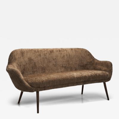 Mid Century Danish Sofa in Brown Upholstery Denmark 1960s