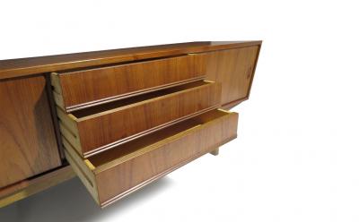 Mid Century Danish Teak Credenza with Angled Front Sliding Doors