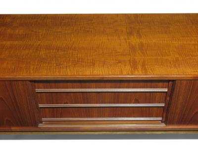 Mid Century Danish Teak Credenza with Angled Front Sliding Doors