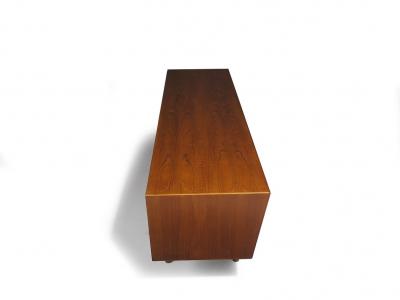 Mid Century Danish Teak Credenza with Angled Front Sliding Doors