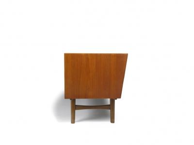 Mid Century Danish Teak Credenza with Angled Front Sliding Doors