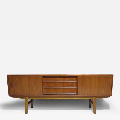 Mid Century Danish Teak Credenza with Angled Front Sliding Doors