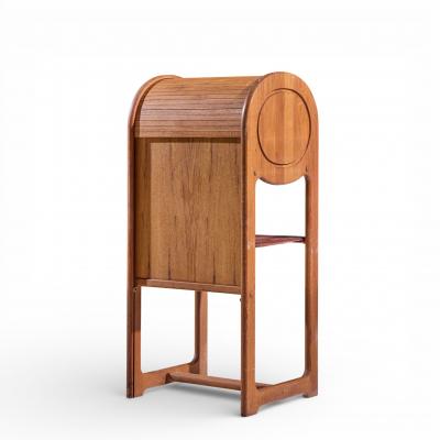 Mid Century Danish Teak Tambour Door Foyer Entry Console Phone Table