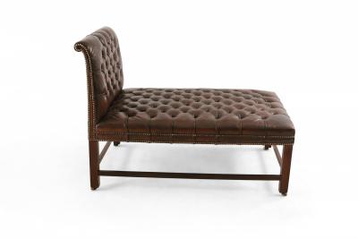 Mid Century Dark Brown Tufted Leather Psychiatrist Couch