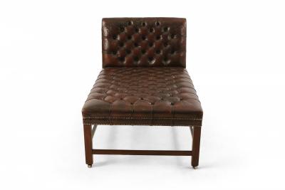 Mid Century Dark Brown Tufted Leather Psychiatrist Couch