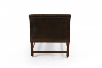 Mid Century Dark Brown Tufted Leather Psychiatrist Couch