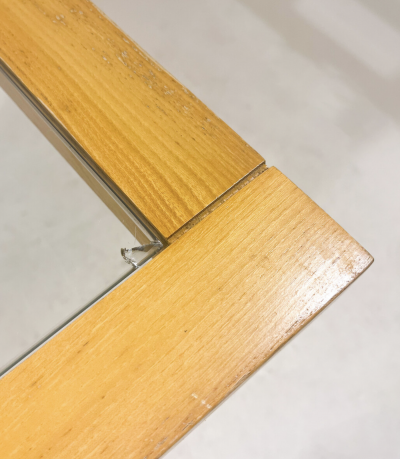 Mid Century Dining Table Wood with Glass Top Italy 1970s