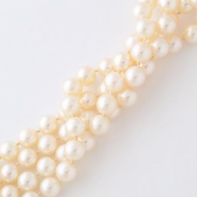 Mid Century Double Strand Pearls with Diamond Clasp