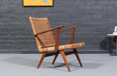 Mid Century Dutch Modern Cane Teak Lounge Chair