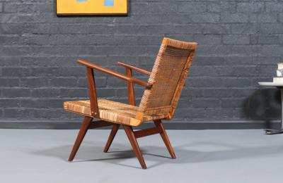 Mid Century Dutch Modern Cane Teak Lounge Chair