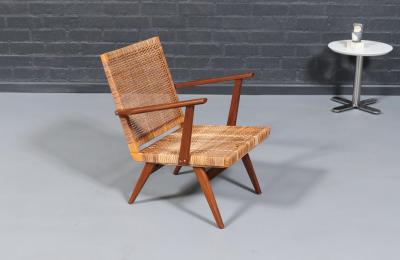 Mid Century Dutch Modern Cane Teak Lounge Chair