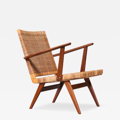 Mid Century Dutch Modern Cane Teak Lounge Chair